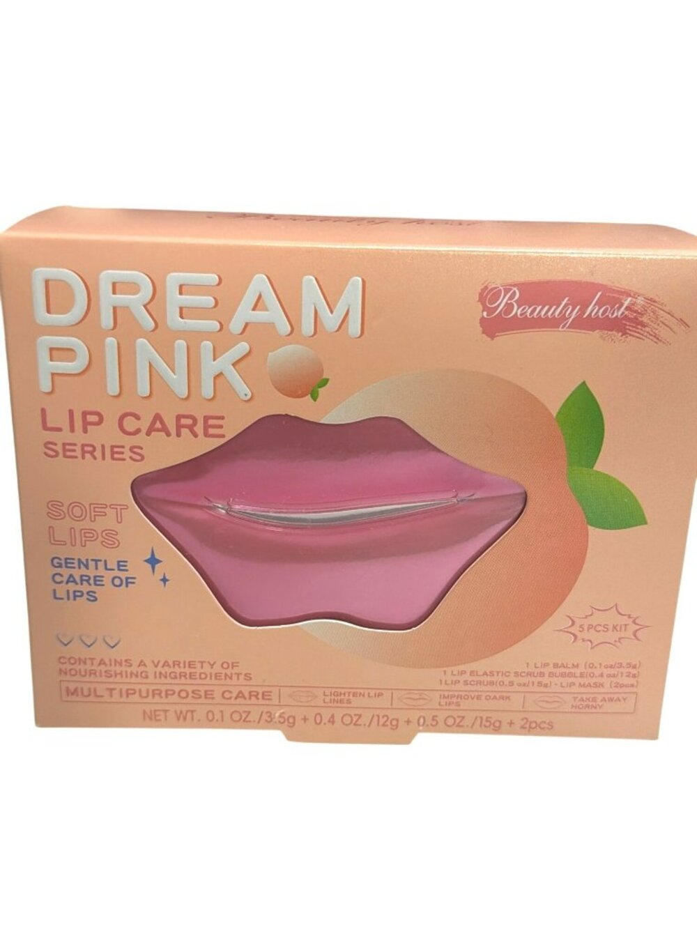Dream Pink Lip Care Series 5-Piece Kit With Lip Balm Scrubs & Masks